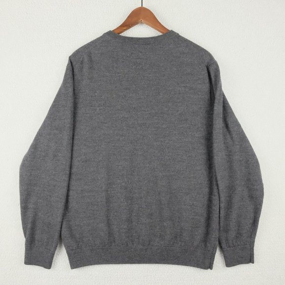 Turnbury Sweater Womens Large Gray Merino Wool Lightweight V Neck Preppy - Picture 4 of 8